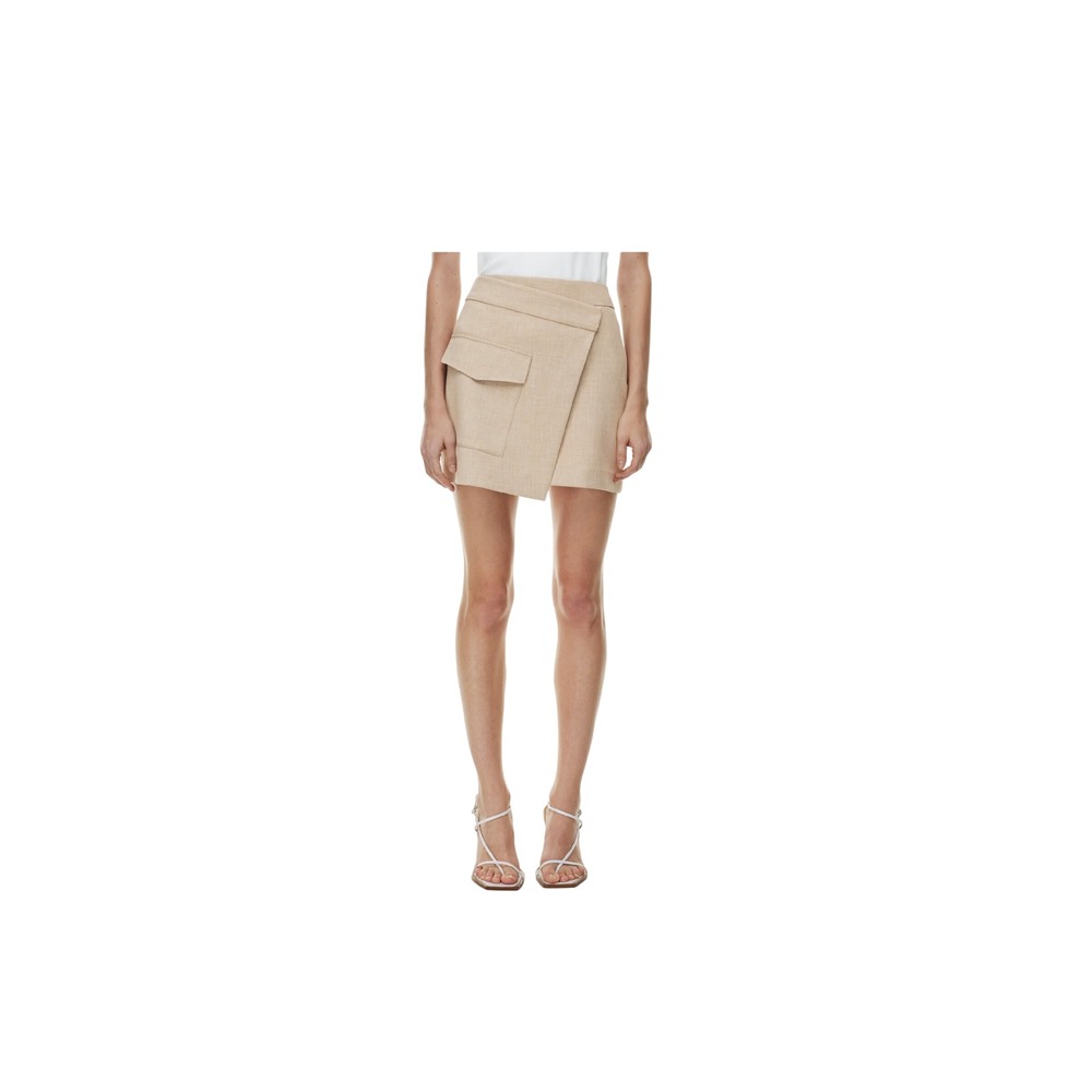 Babaton Beige Wrap‎ Mini Skirt with Pocket - Women's Size 14 - Picture 2 of 9